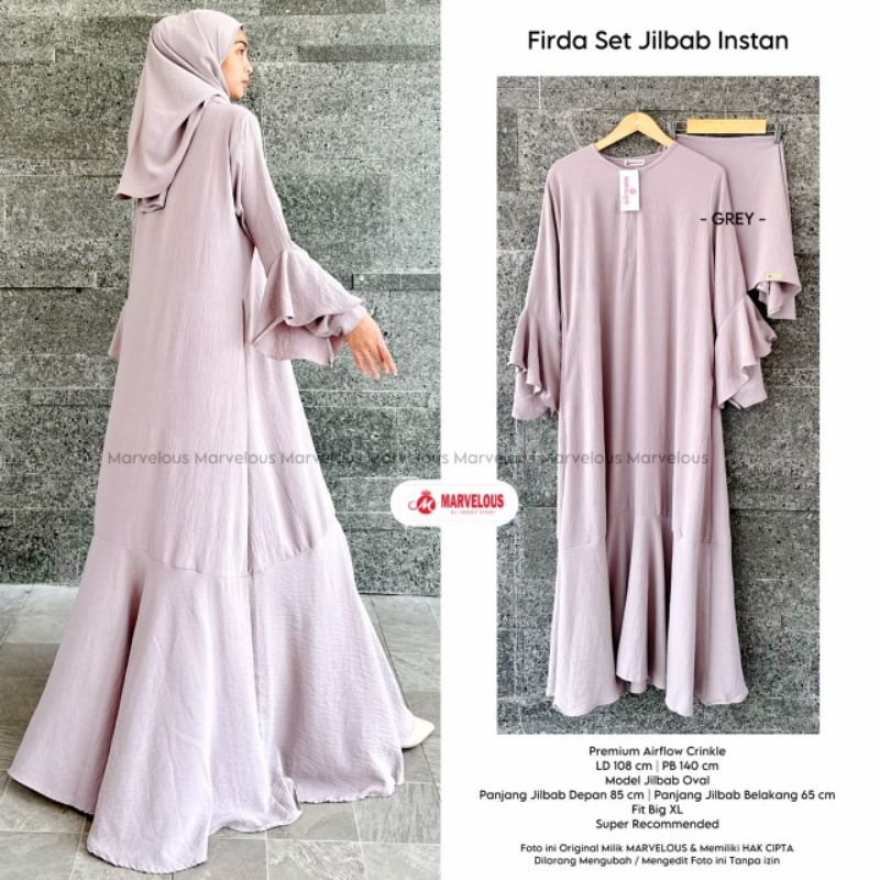 FIRDA SET jilbab instan ORI MARVELOUS | Premium Airflow Crinkle