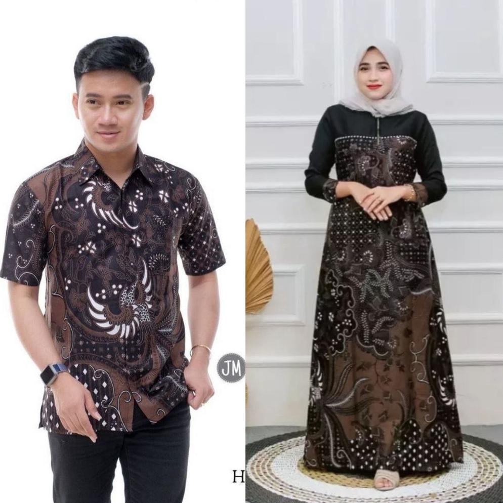 TERMURAH Gamis batik couple - gamis batik terbaru - gamis batik kombinasi - batik couple - batik kap