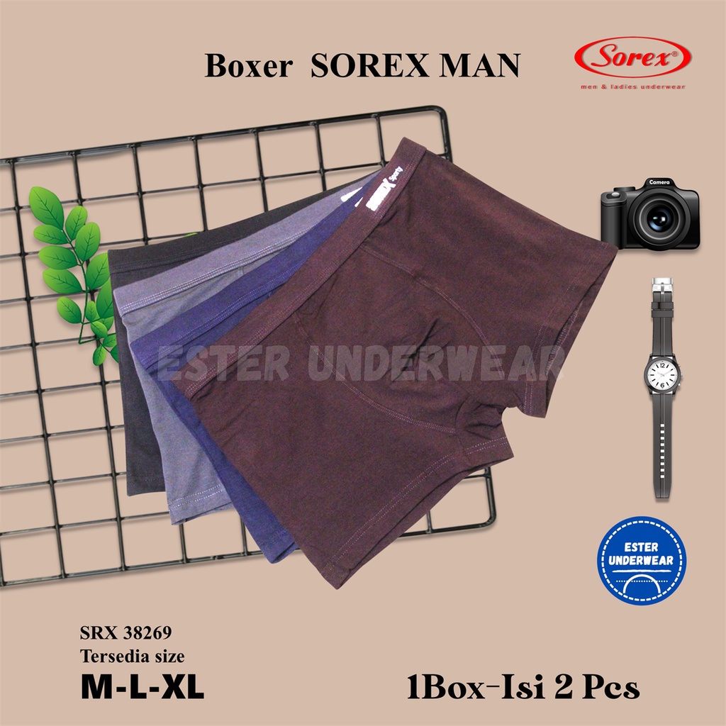 Boxer Katun Pria Sorex Sporty 38269 Celana Dalam Pria Katun Isi 2Pcs