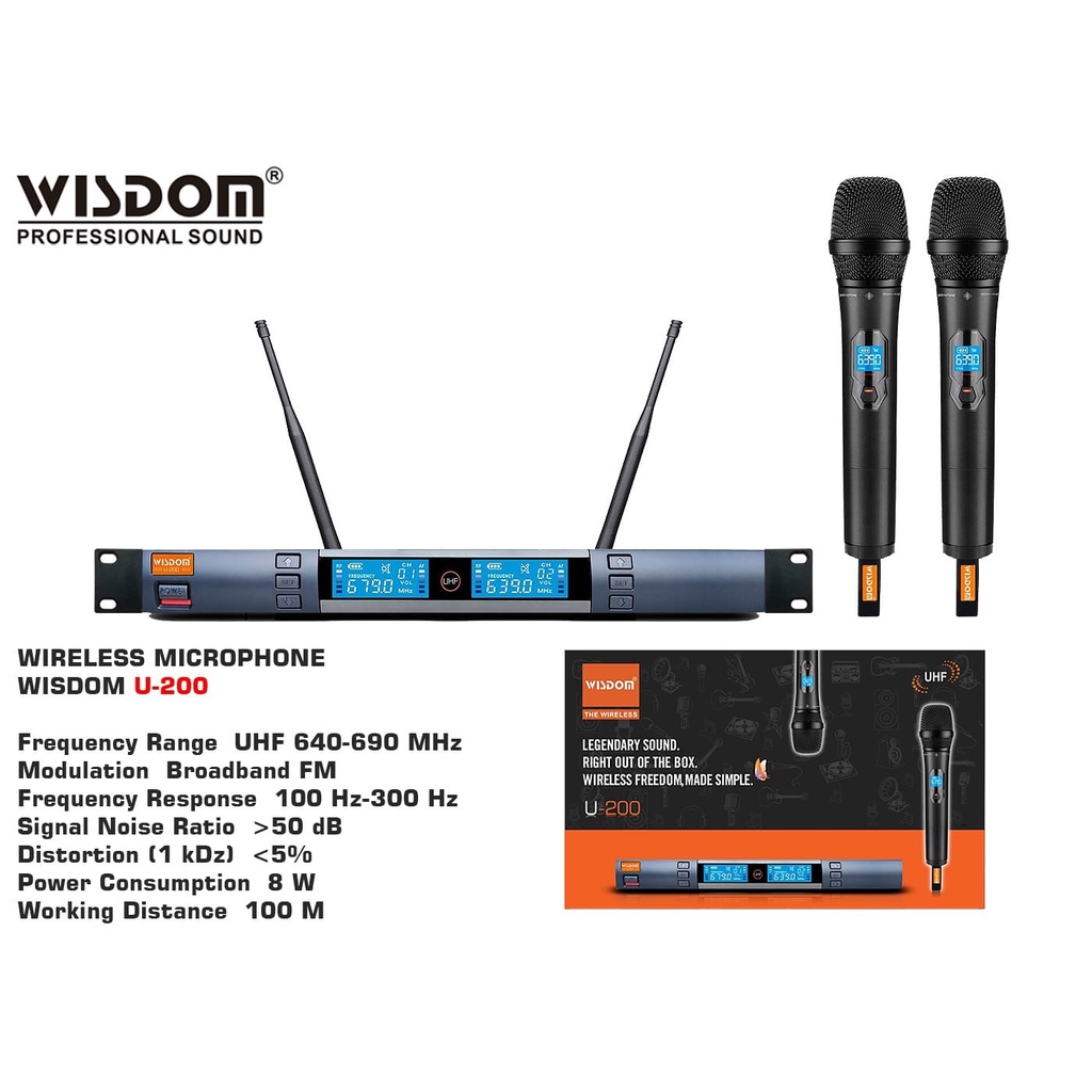 Mic wireless WISDOM U 200/ U200 / U-200 microphone pegang handheld