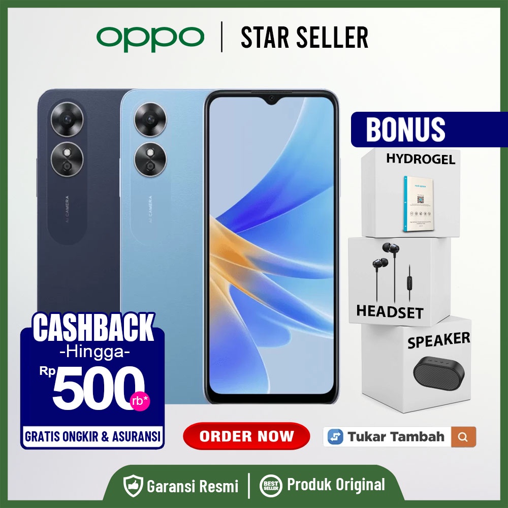 Oppo A17 + A17K + A16 + A16E - [3/32GB] [4/64GB] Garansi Resmi Oppo