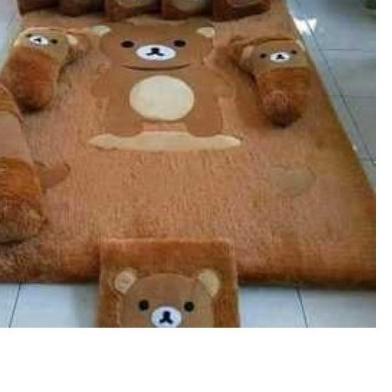 ✦ Surpet Karpet Karakter Murah Kasur Lantai Bulu Rasfur Karakter Tebal - BEAR COKLAT ◘