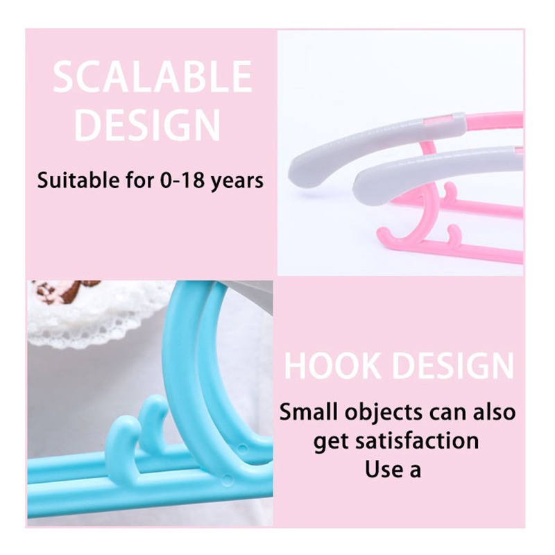 T&amp;Y Hanger Plastik Karakter Bear Portable Gantungan Baju Anak Warna Pastel Lucu Adjustable Baby Hangers Clothes Murah Import