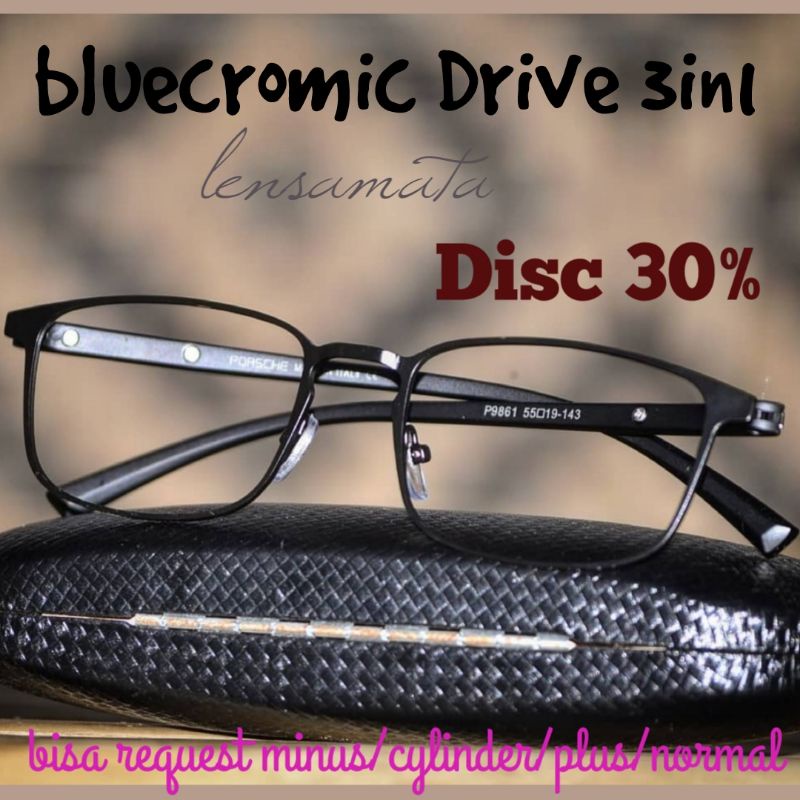 Kacamata Anti Radiasi Pria/Wanita Lensa Bluecromic UV420, Bisa Request Minus/Cylinder/Plus dan Lensa