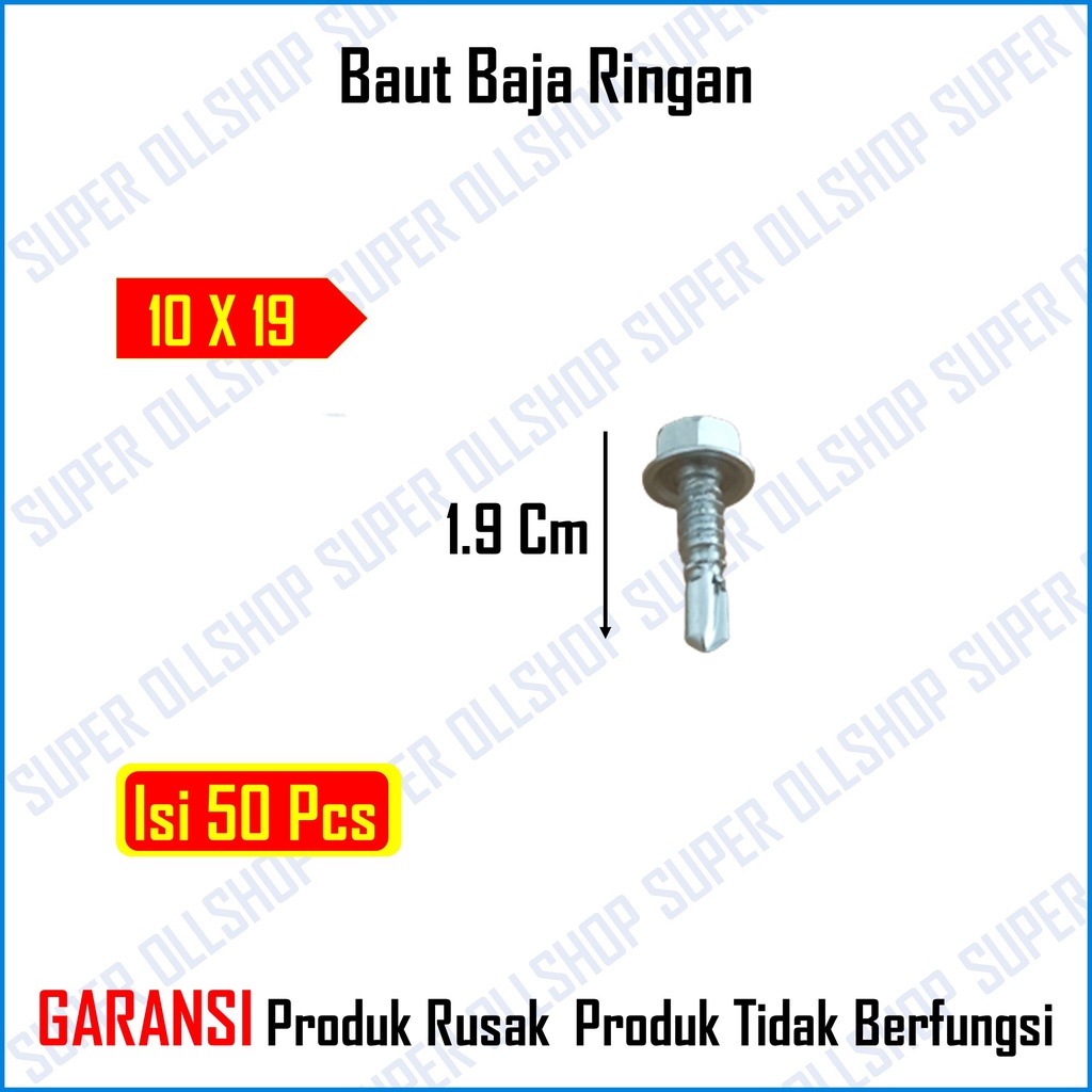 Baut Baja Ringan Skrup 10x16 10x19 Sekrup Roofing Ruping Skrup Galvanis Besi Hollow Alumunium Atap Plafon Murah