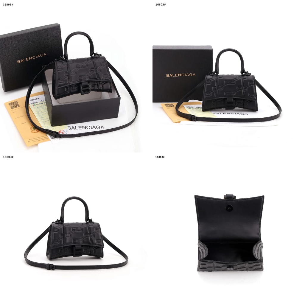 S BB-Mono Mini Padded Leather Bag's Black Hardware 16803