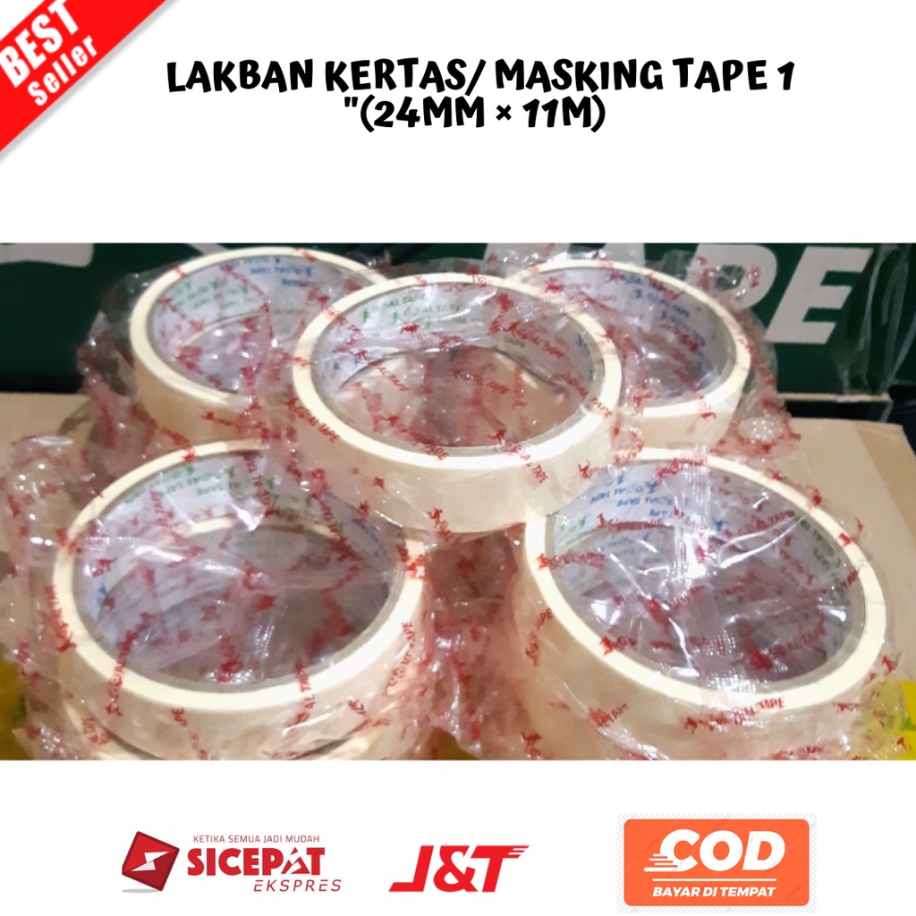 

[BAYAR DI TEMPAT] LAKBAN KERTAS MASKING TAPE 1(24MM × 11M) MURAH!!! BEST QUALITY