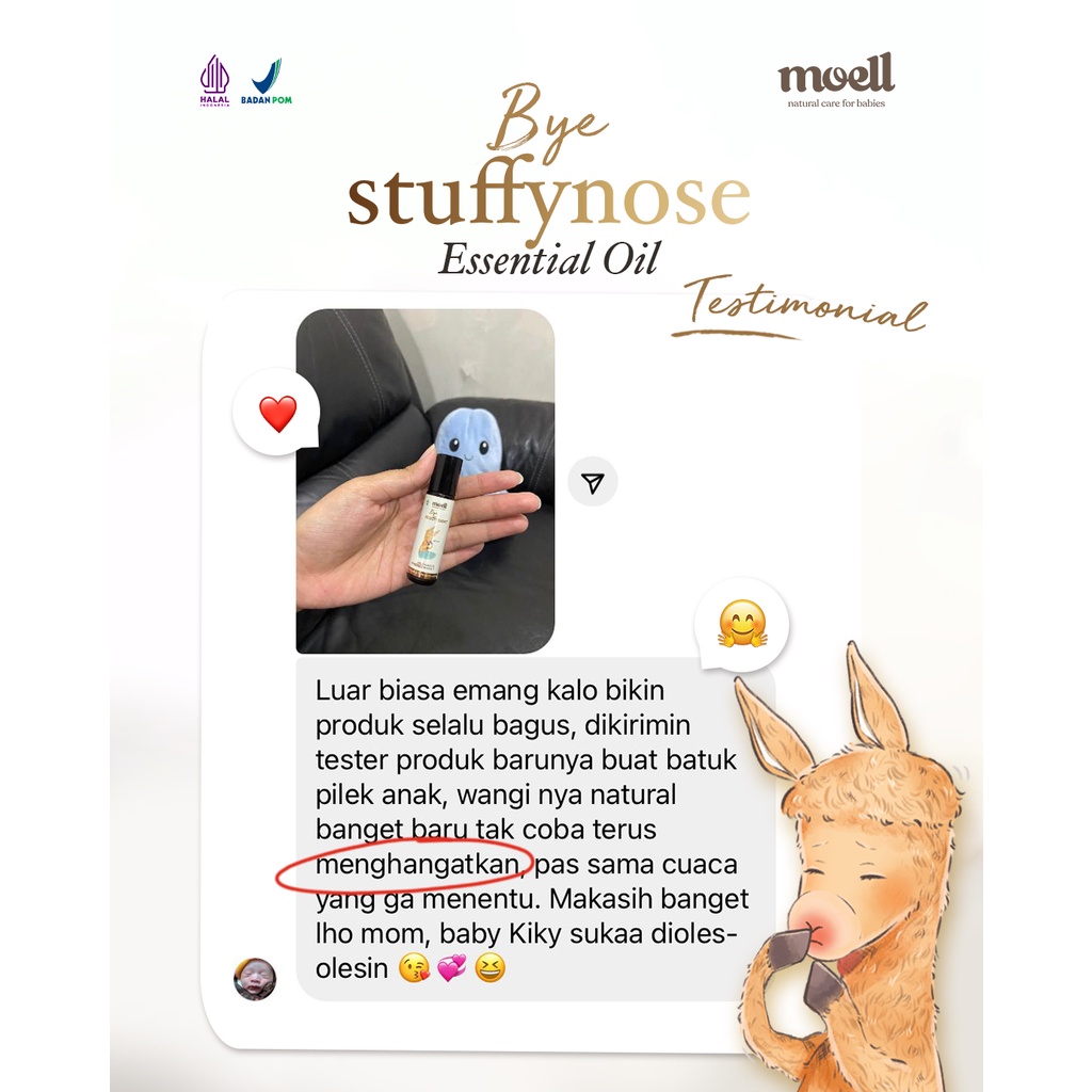 Moell Bali Bye Stuffynose Natural Essential Oil / Melegakan Batuk Pilek &amp; Hidung Tersumbat / BPOM