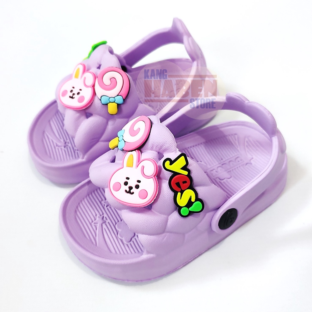 Habenkids Sandal Kokop Anak Balita Cewek Emblem Jibbitz Lucu Kelinci Permen