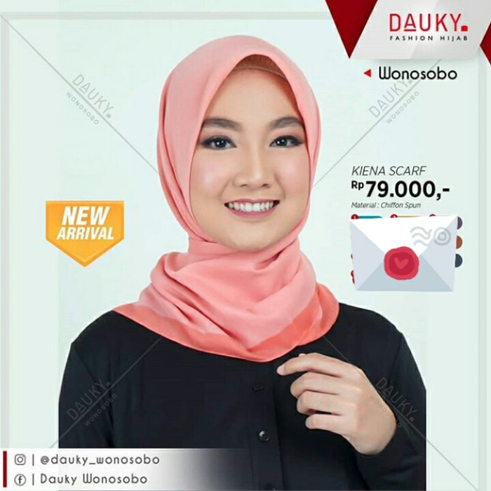 TERMURAH Hijab Kerudung Segi Empat KIENA Scarf DAUKY Original - Biru Tosca