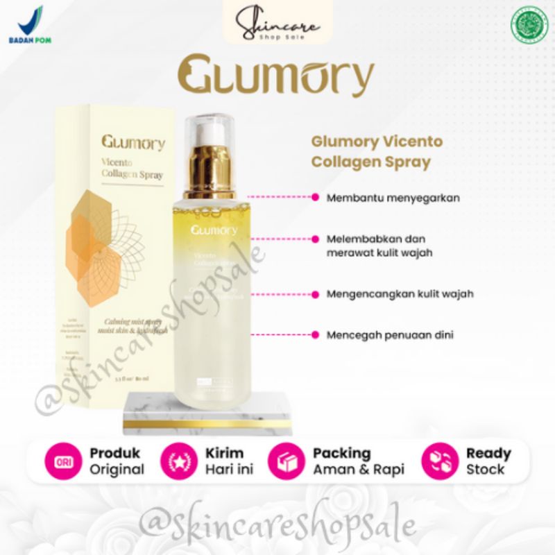 Glumory Vicento Collagen Spray Face Mist Pelembab Wajah Original Isi 80 Ml Bpom