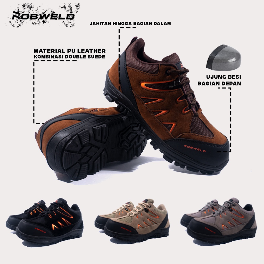 Sepatu Safety Kerja Pria Sefty Ujung Besi Proyek Lapangan Safety Shoes Outdoor Murah Berkualitas Sepatu Septy Robweld