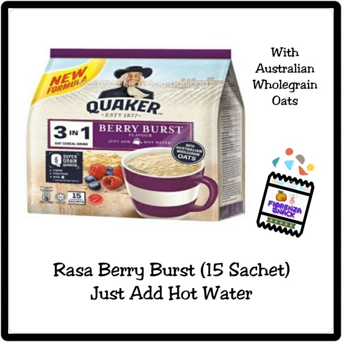

[Ready Stock] Quaker Oat Cereal Drink 3 in 1 Malaysia | Quaker Oatmeal Varian Rasa - Berry Burst