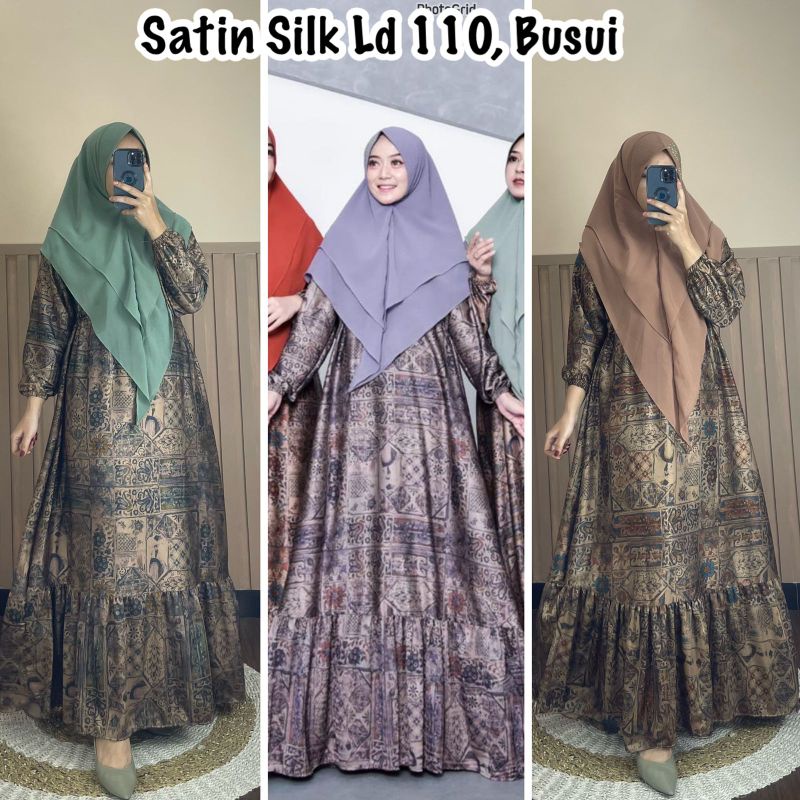 gamis silk kerudung polos