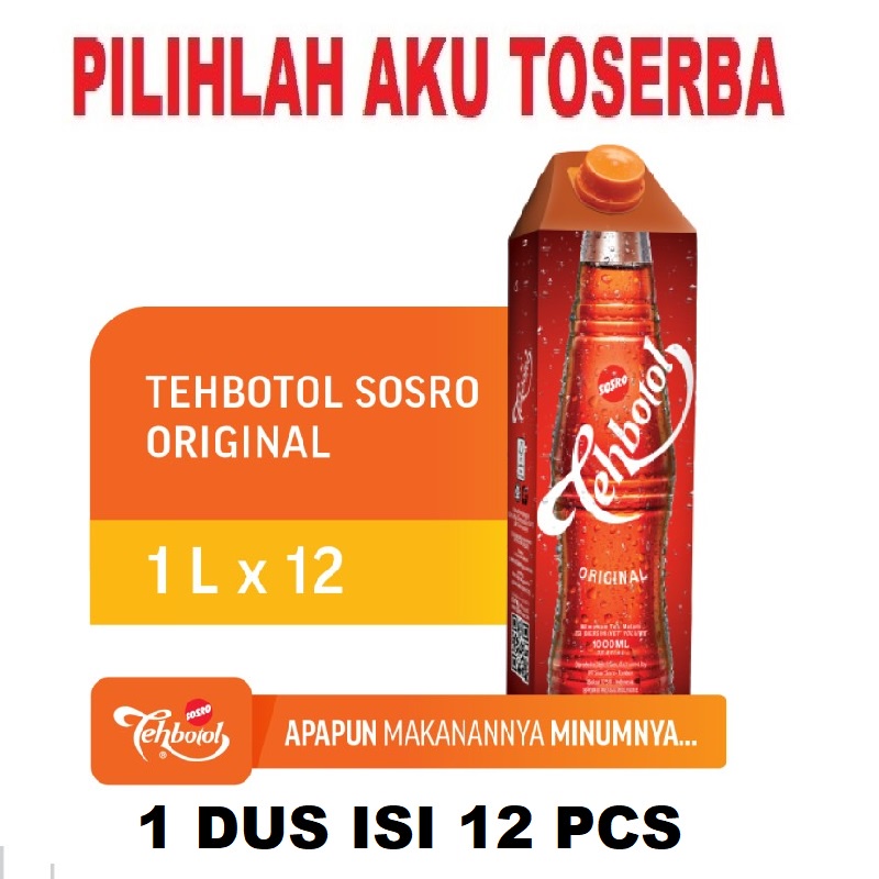 Teh Botol Sosro Kotak Original 1 LITER - ( HARGA 1 DUS ISI 12 )