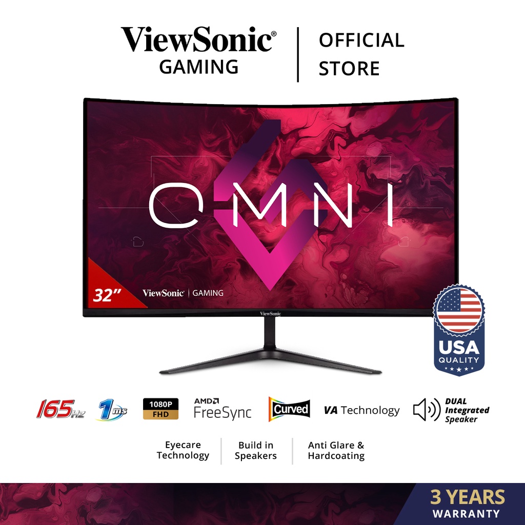 ViewSonic 32" Curved Gaming Monitor VX3218-PC-MHD | FHD | 165Hz  | 1ms | 1500R curved screen