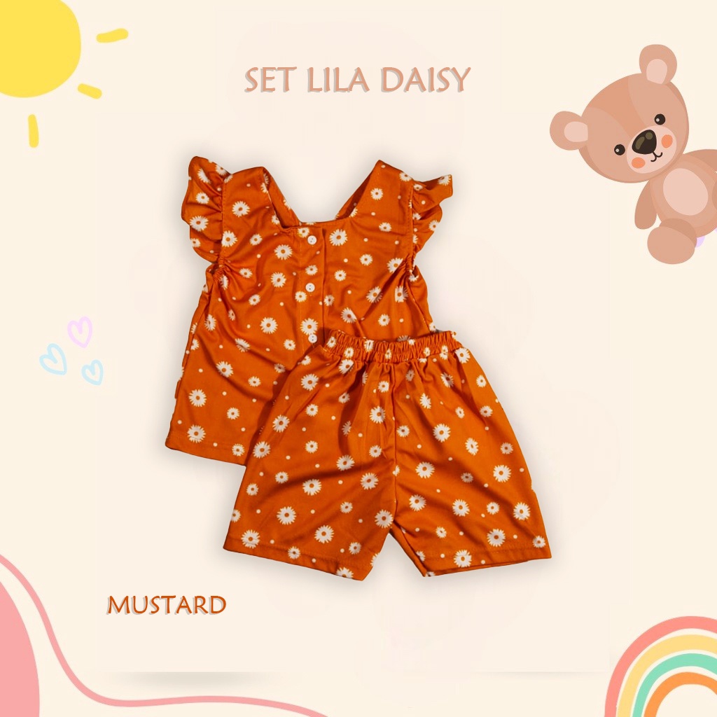 IL - SET ANAK LILA DAISY / SETELAN ANAK PEREMPUAN MOTIF BUNGA