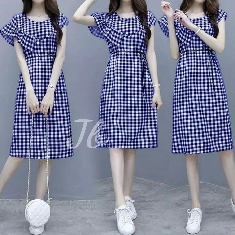 [ART. 6366] FWG - DRES AULIA KOTAK / DRESS WANITA / DRESS KOTAK TANGAN VARIASI / MINI DRESS / DRESS 
