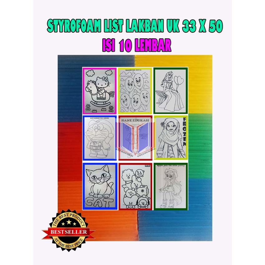 

Paket 10 pcs styrofoam/gabus lukis uk 33 x 50 motiv llist lakban