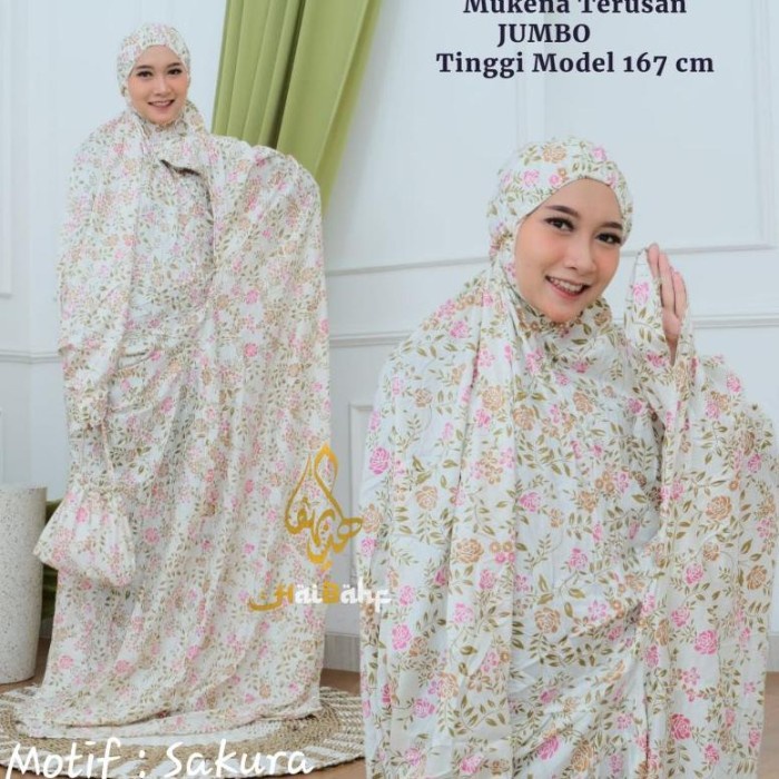 Mukena Terusan Rayon Dewasa Jumbo Bahan Dingin Dipakai Mukenah Bali