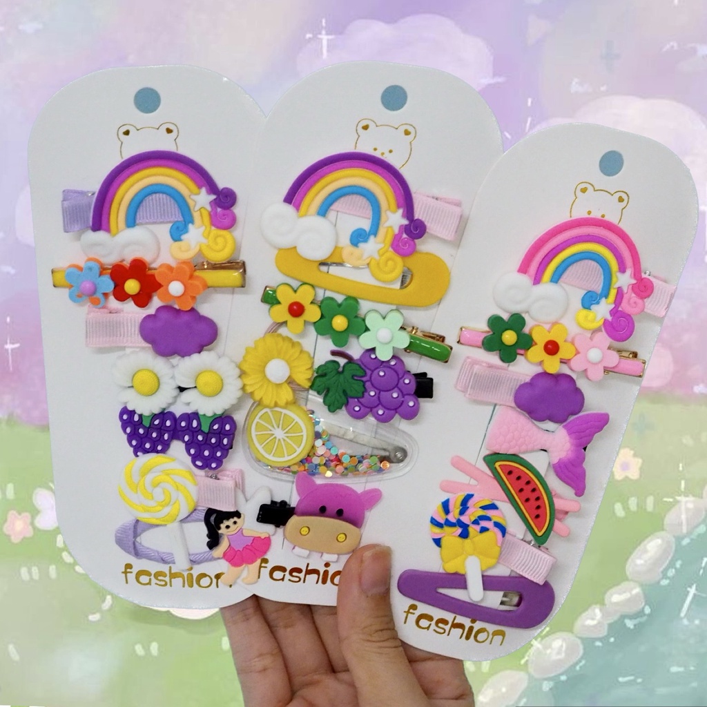 SET ISI 7PCS Jepit Rambut Anak Motif Karakter Kartun Campur  Lucu Jepitan Hair Pin Gaya Korea Kids