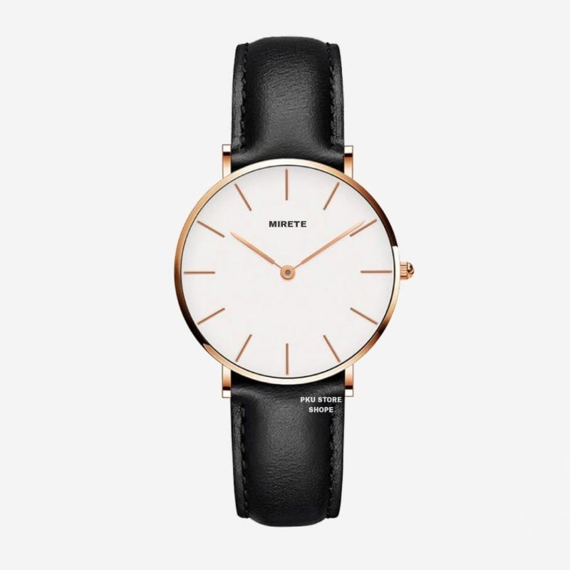 Jma Tangan Wanita Mirete Original Tahan Air Strap Kulit Free Box | Jam Tangan Kasual Quartz Analog Wanita Mewah Elegan Sporty Dijamin Sesuai Foto Realpict