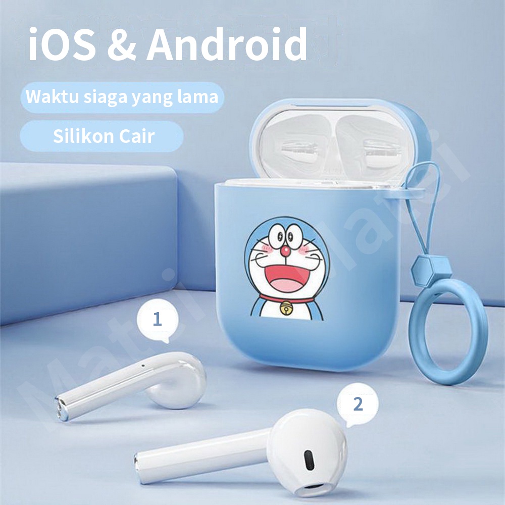 Matei COD Headset Bluetooth Earphone TWS i12 pro Wireless Headset macaron Inpods 12 Dengan Pelindung Kartun Silicone Case Bluetooth 5.0 Gel silika