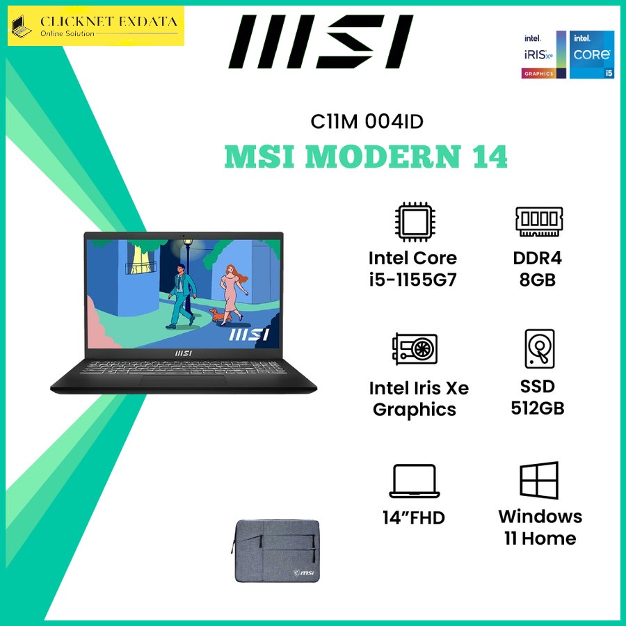 MSI MODERN 14 C11M 004ID Intel i5-1155G7 8GB 512GB SSD FHD IPS WIN11