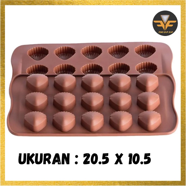 Cetakan Coklat Silicone Kerang 15 Grid Cetakan Coklat Jelly Pudding Es Batu Kerang Clam Shell 15 Lubang Silicone Molds Baking Silicone TERMURAH TERLARIS