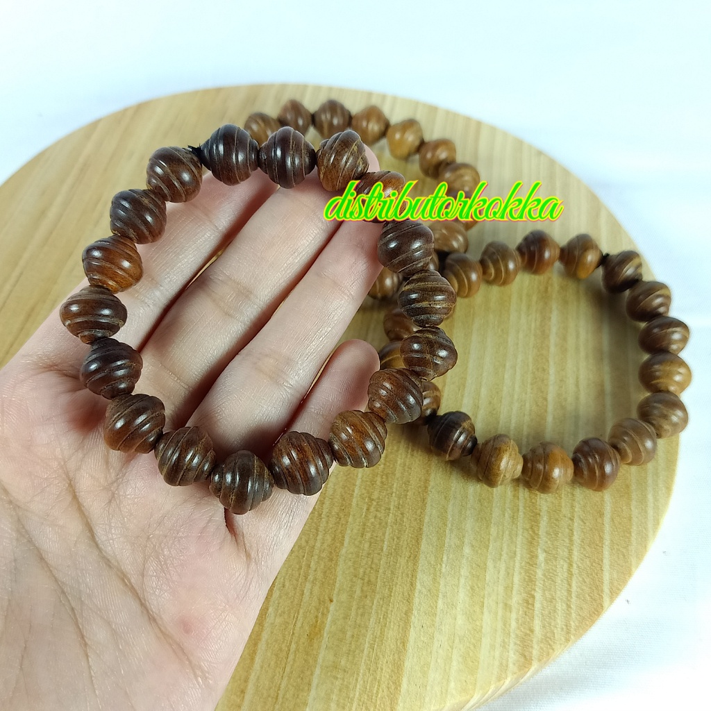 gelang agathis (kayu raja) ukir 10mm