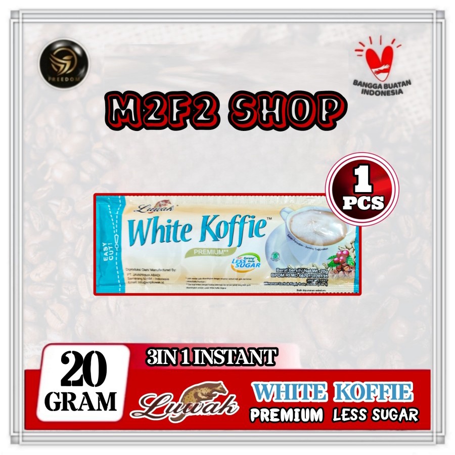 

Kopi Luwak White Koffie Premium Less Sugar Sachet - 20 gr (Kemasan Satuan)