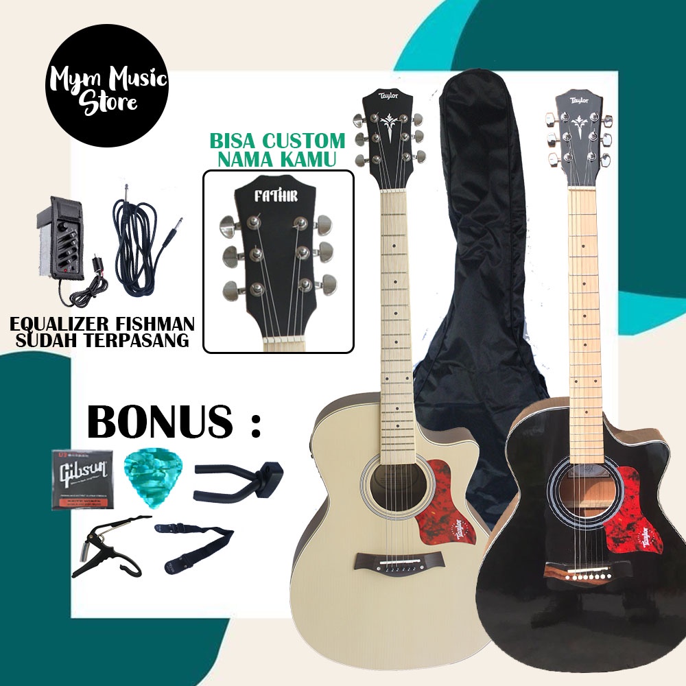 Gitar Akustik Taylor Custom Free Packing Kayu Bonus Banyak