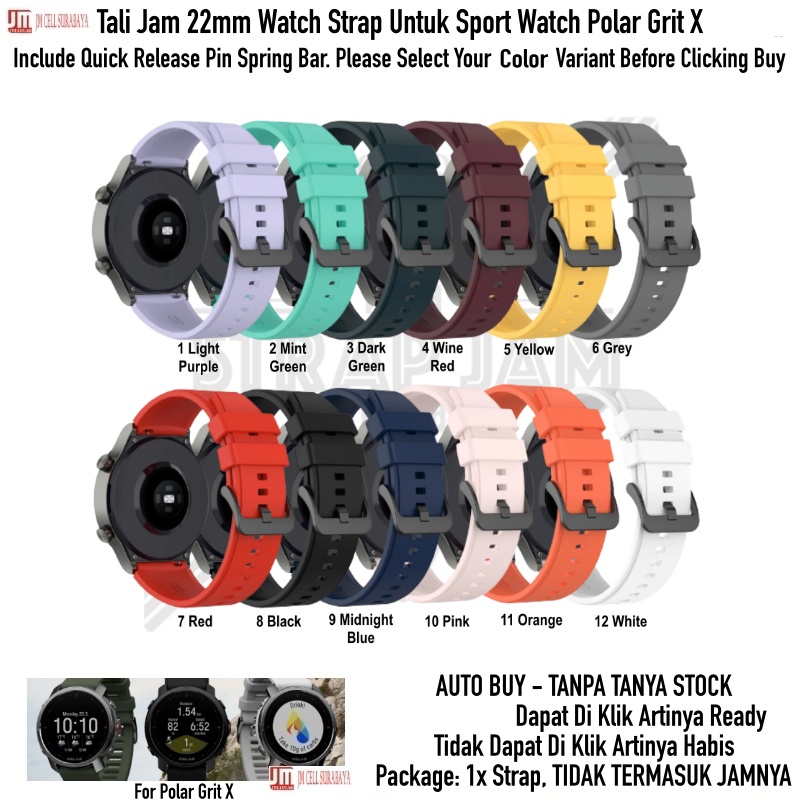 T2P Strap 22mm Untuk Polar Grit X / Pro / Titan - Tali Jam Tangan Pin Quick Release