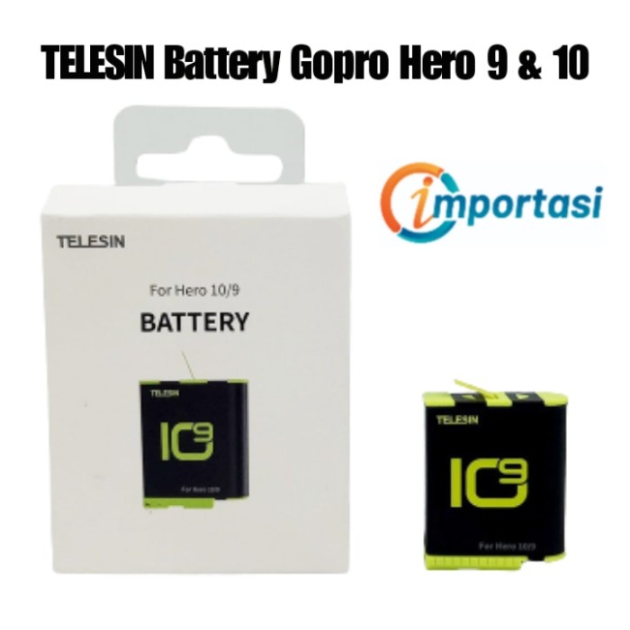 TELESIN Battery Gopro Hero 9 &amp; 10 Batere Baterai Fast Charging Decoded