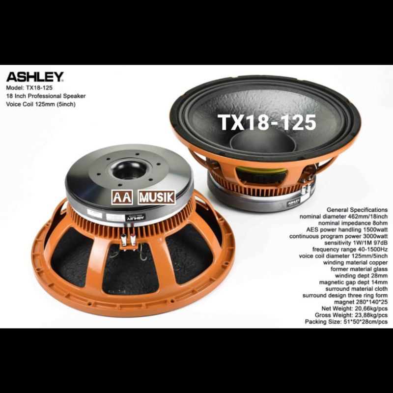 SPEAKER COMPONENT ASHLEY TX18-125 / 18 INCH ORIGINAL