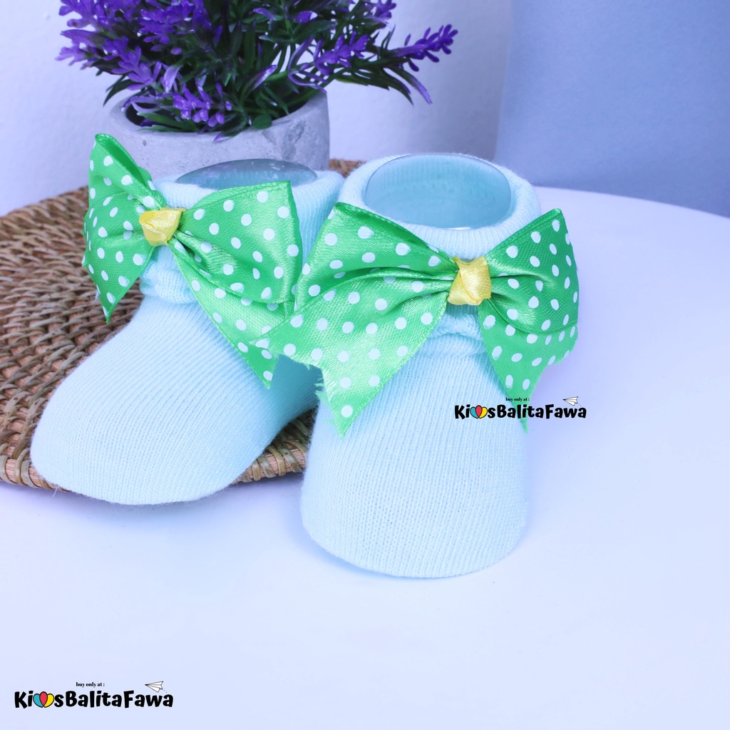 [HIJAU MUDA] Kaos Kaki Pita Renda &amp; Prewalker Socks 3D Bayi / Anti Slip Raju Halus Baby Perempuan Import Murah Polos Stretch Babycinnamon