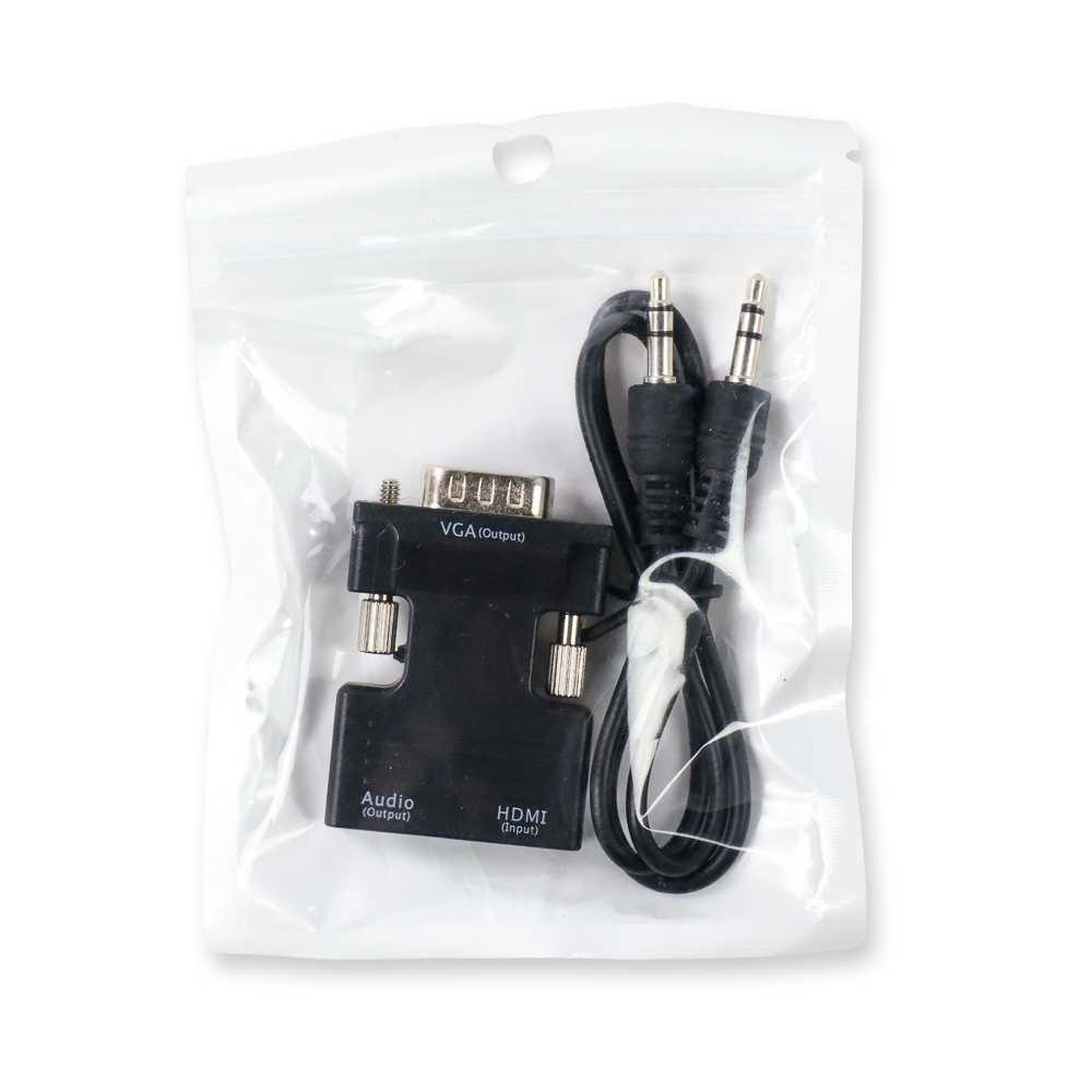 Adaptor Converter HDTV Female to VGA Male 1080P Audio Port - HV1002 - Black