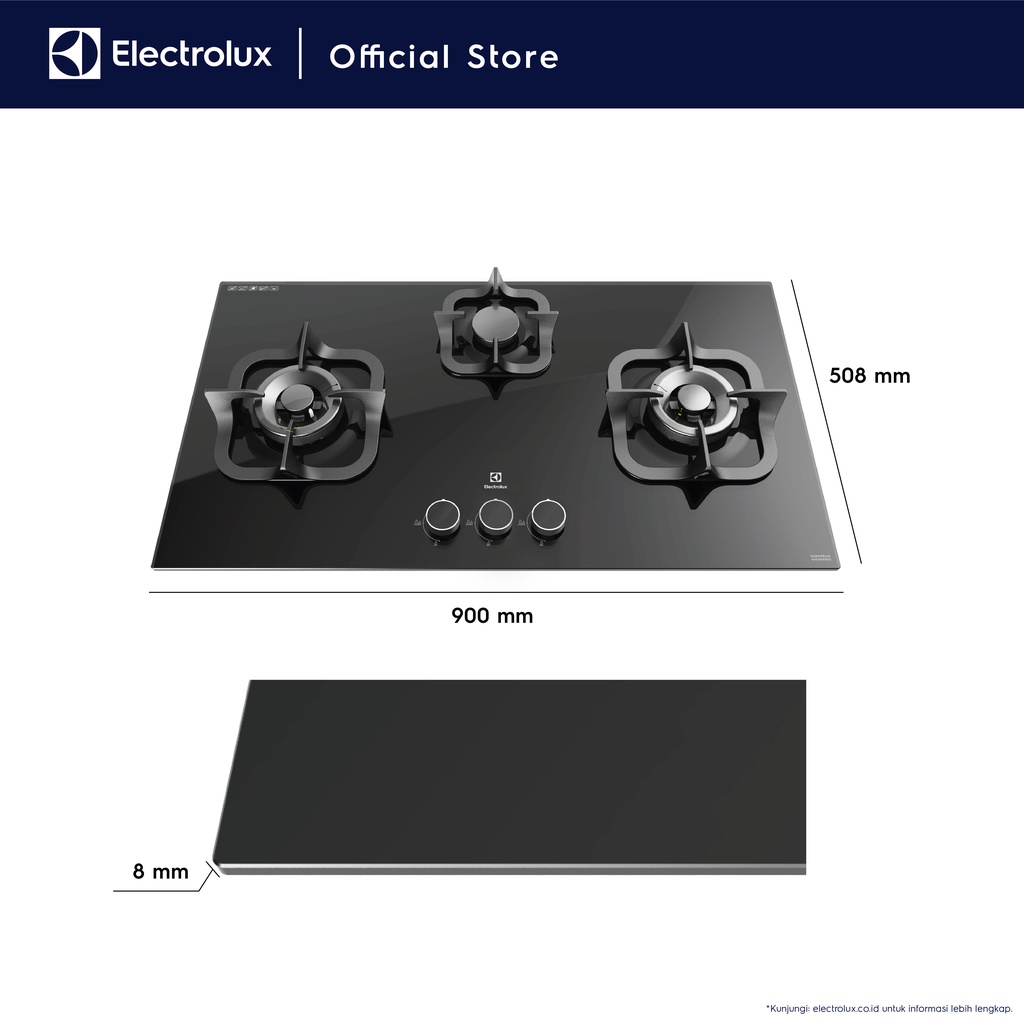 Electrolux Kompor Tanam Potenza 90cm 3 tungku EGT9239CK / EGT9239 CK - Luar Jabodetabek