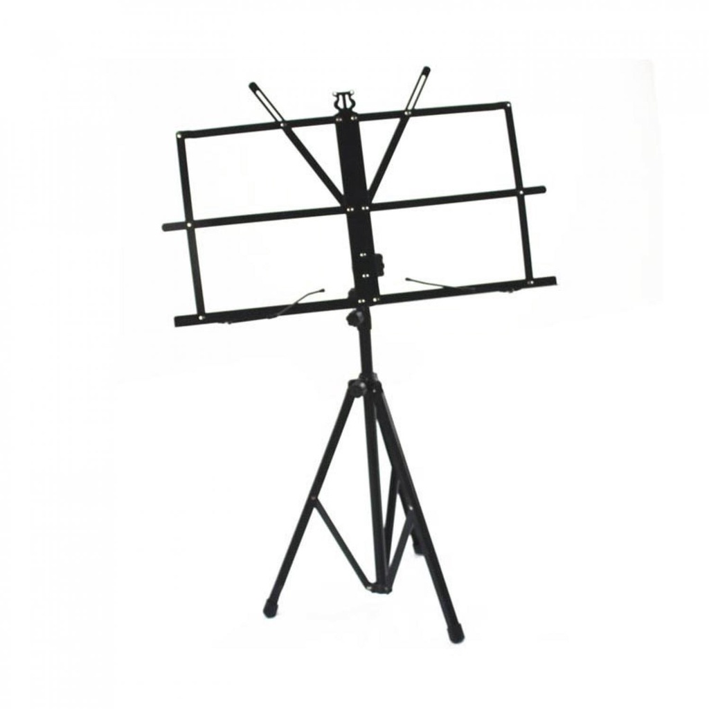 Tripod Stand Kertas Tempat Buku Nada Lagu Partitur Sheet Musik Holder Ammoon Hitam Anti Slip Kokoh Praktis Panjang Murah