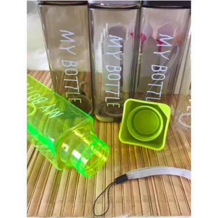 My Bottle Kotak Petak Clear / Botol Persegi / Botol air 500 ml / Botol Minum BPA FREE