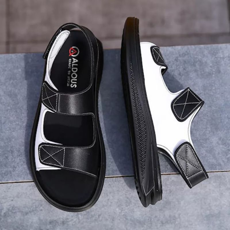 Sandal Pria Laki laki Gunung Tali Hitam Putih Import kulit original Casual