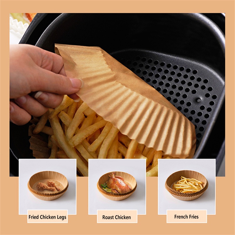 50pcs Kertas Alas Air Fryer /kertas air fryer anti lengket/Anti Lengket Tahan Minyak baking paper