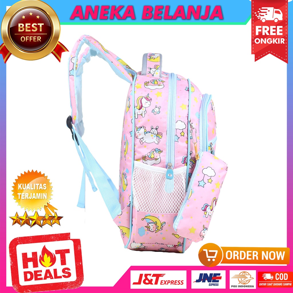 Tas Ransel Sekolah Anak Perempuan Cahaya Pony Bulan Warna Pink Terbaru Backpack Anak Cewek PAUD TK SD Free Raincover Dan Free Tempat Pensil Trendy Tas Gendong Anak Ngaji LES TPQ Impor Bahan Kuat Awet Terlaris Tas Punggung Anak Fashion Murah  Berkualitas