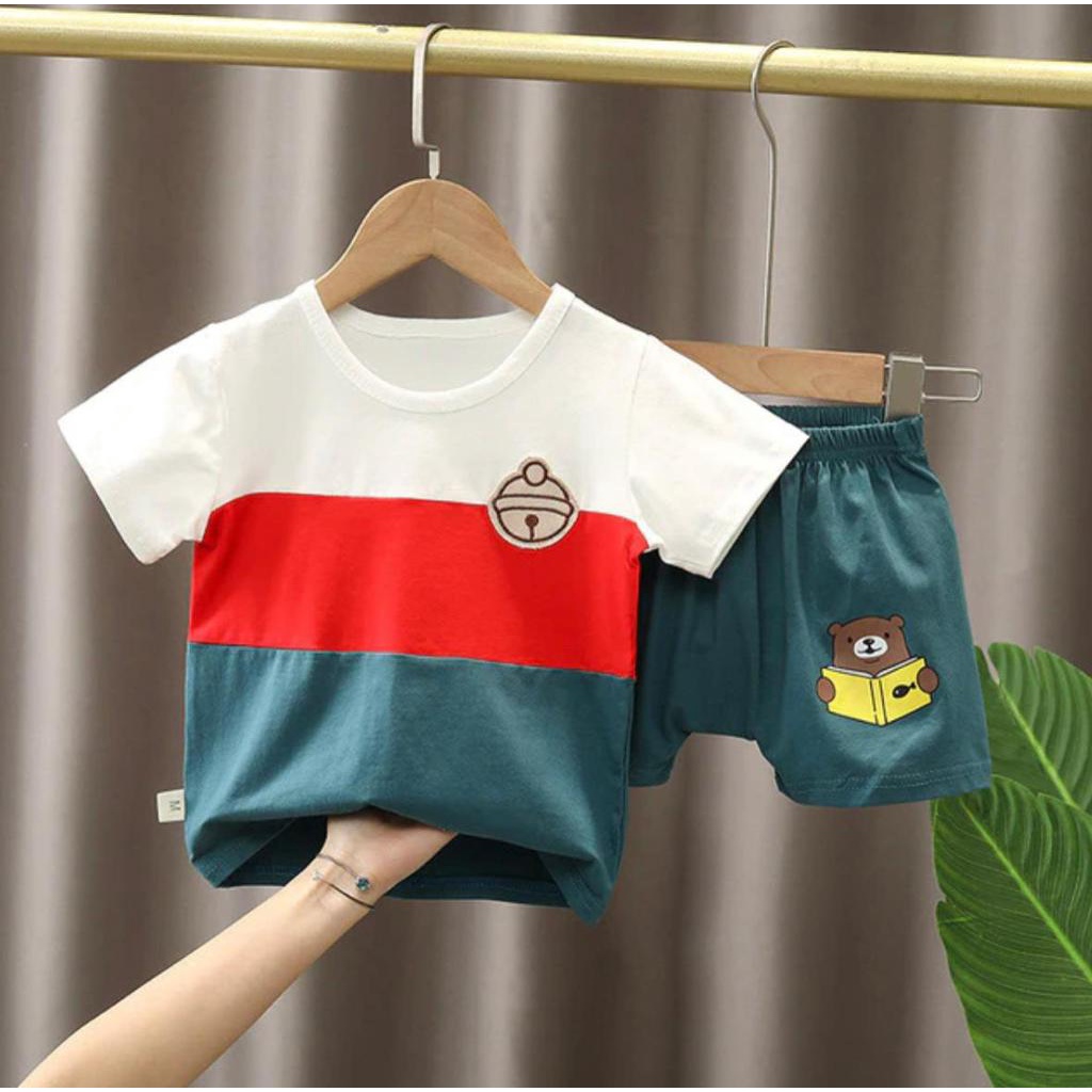 SETELAN BAJU PAKAIAN BAYI ANAK MOTIF LONCENG BEAR TEDDY PANDA USIA 6 BULAN-5 TAHUN BAHAN KATUN PREMIUM TERBARU/ SETELAN BAJU PAKAIAN BAYI ANAK LAKI-LAKI/ SETELAN BAJU PAKAIAN BAYI ANAK PEREMPUAN