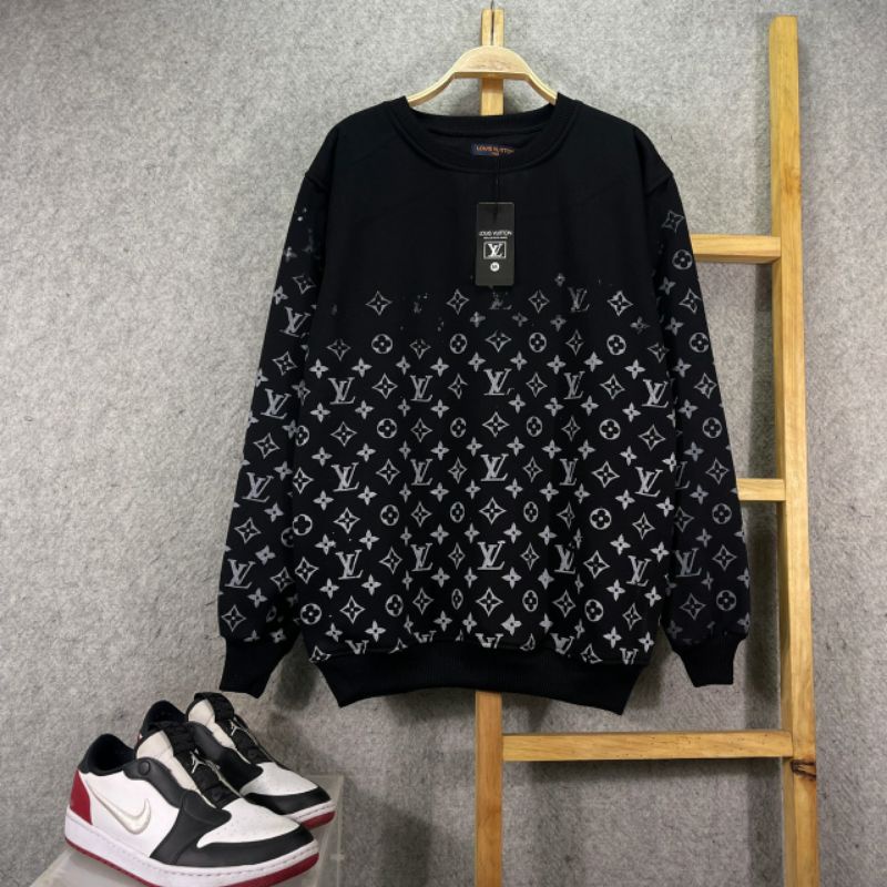 SWEATER CREWNECK LOUIS VUITTON FULLPRINT BLACK PREMIUM | SWEATER LV
