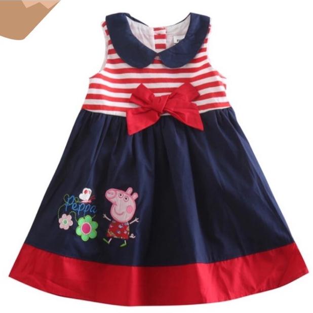 Dress pepa pig baju peppa pig Import tanpa lengan kartun