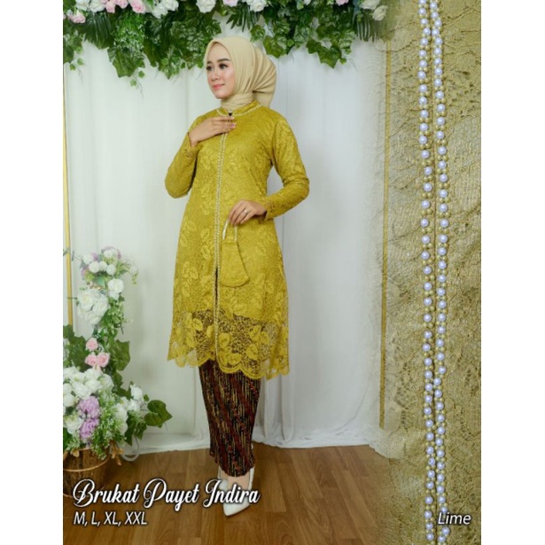 Tunik Brokat Indira Busui Frendly Kombinasi Payet Mutiara Modern / Kebaya Kondangan / set Tunik Wanita / Set Kebaya Pesta / Kebaya Brokat / Outfit Wanita / Set Kebaya lamaran