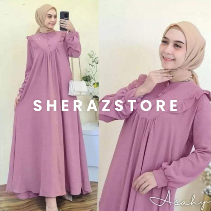 ASAHI MAXI S M L XL XXL XXXL 5L Gamis Putih Hitam Wanita Jumbo Ld 120 130 140  Bahan Crinkle Airflow Terbaru 2023