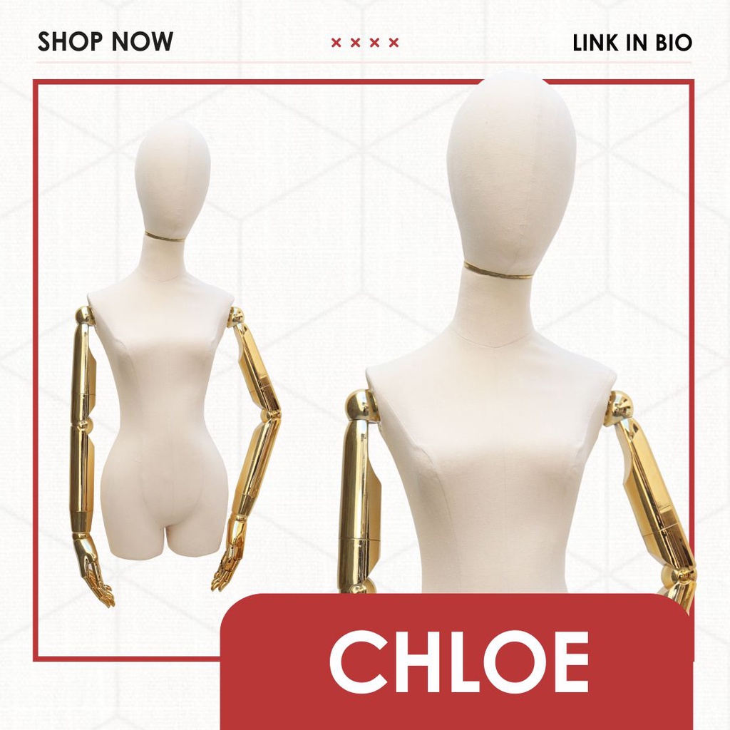 Manekin Wanita GOLD CHLOE Patung Baju Tangan Robot Gold Bisa Tusuk Jarum