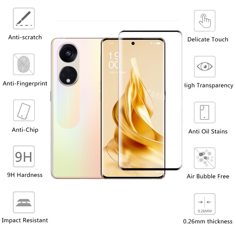 Pelindung Layar Bahan Tempered Glass Oppo Reno 8T 4G Reno 8T 5G Paket 2 in 1